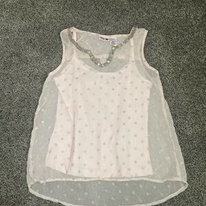 Pink sheer polka dot blouse